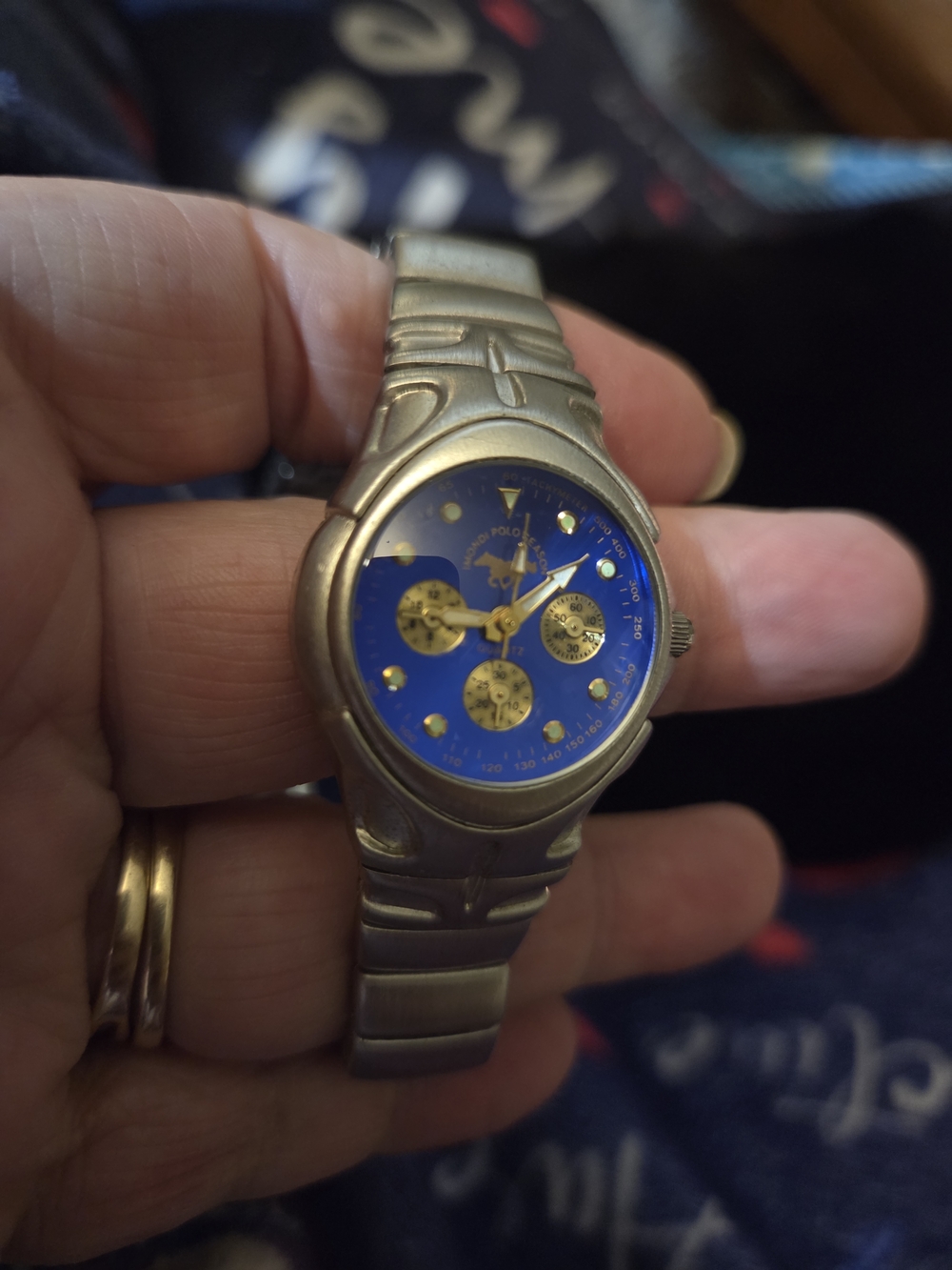 Imondi Polo Season Womens Blue Dial Stainless Steel Watch with Gold Accents